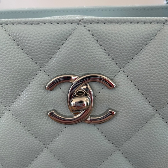 NWT CHANEL Large Shopping Tote Baby Blue - Picture 10 of 16